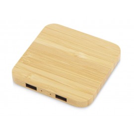USB-хаб с беспроводной зарядкой из бамбука «Plato», 5 Вт